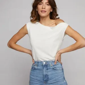 Drop Shoulder Top/ Off White